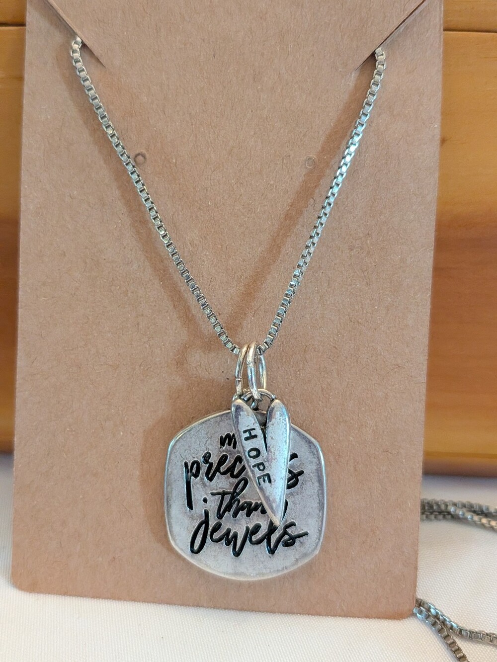 Sterling-Tone 'Hope' Heart & Script Pendant Necklace - Silver
